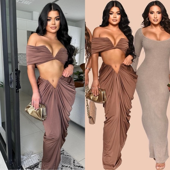 Elegant Brown Skirt Set - Picture 5 of 5